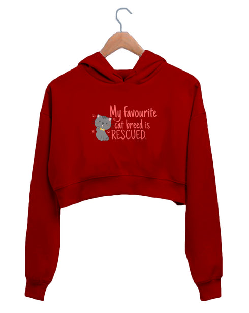 Quirkipedia MY FAVOURITE CAT BREED IS RESCUED Cats Aaramkhor Specials, Womens Crop Hoodies